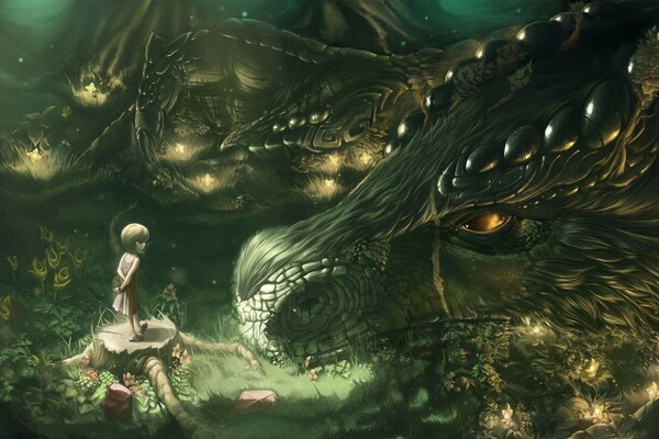 Dragón submarino con picos luminosos