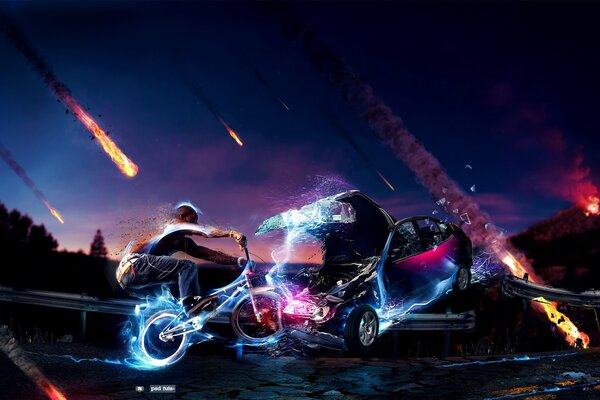 Procesamiento de fotos; carreras de bicicletas, extremo