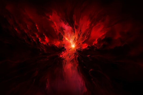 Nebulosa roja a la luz de una estrella