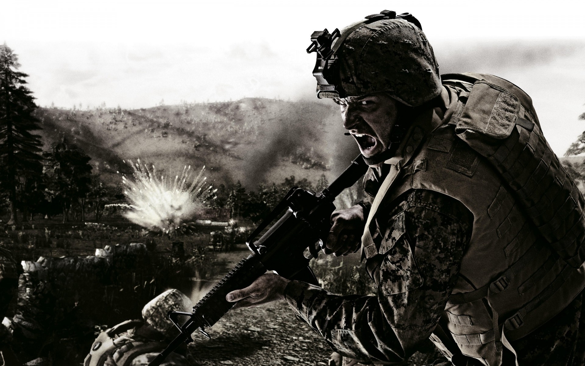 solo militar guerra soldado adulto hombre llevar armas uniforme ejército explosión