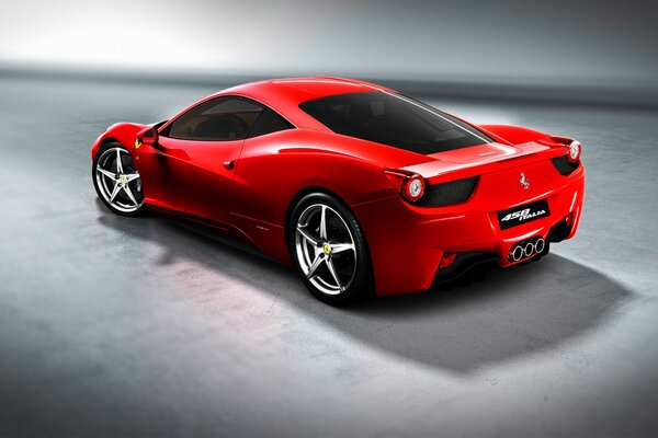 Vista trasera de Ferrari rojo