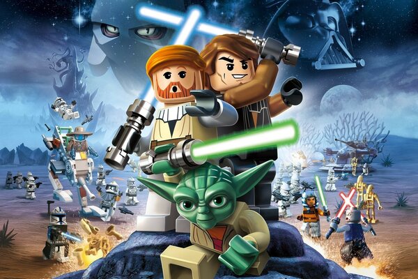 Dibujos animados Star Wars contra el cielo