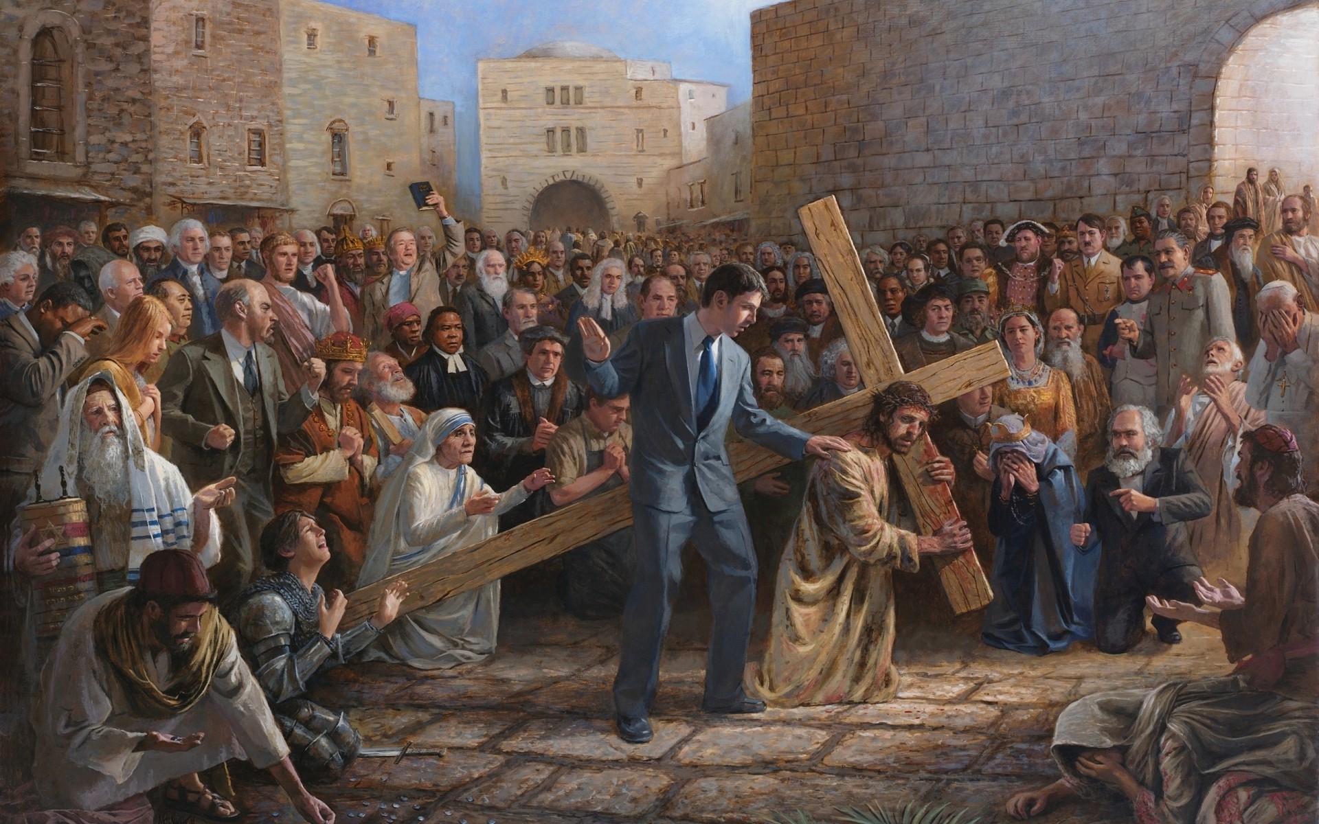 muchos grupo religión adulto mujer hombre multitud ceremonia desgaste niño pascua escena dios