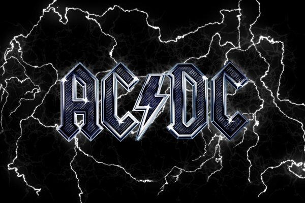 Emblema del grupo ac / dc con cremalleras