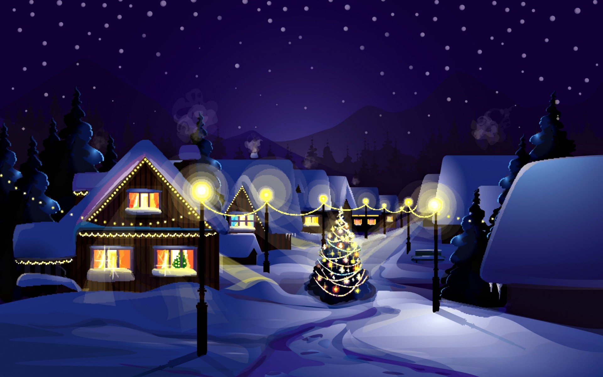 navidad luna noche luz viajes película cielo iluminado luz luces de navidad nieve