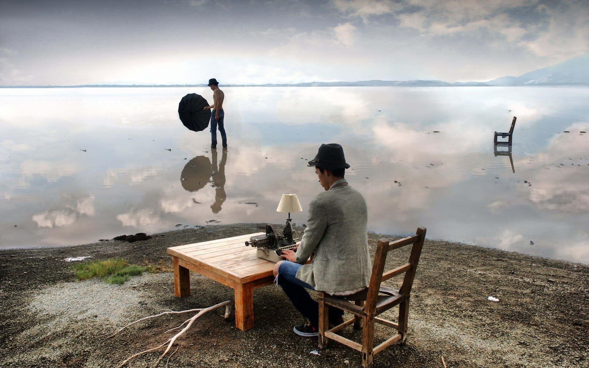 adulto solo cielo al aire libre hombre paisaje paraguas vida disparar la vida