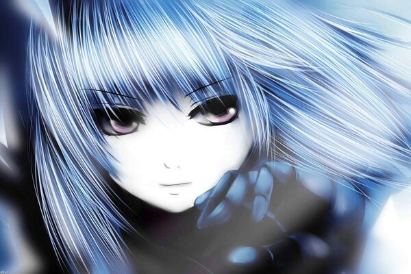 Retrato de una niña con el pelo azul