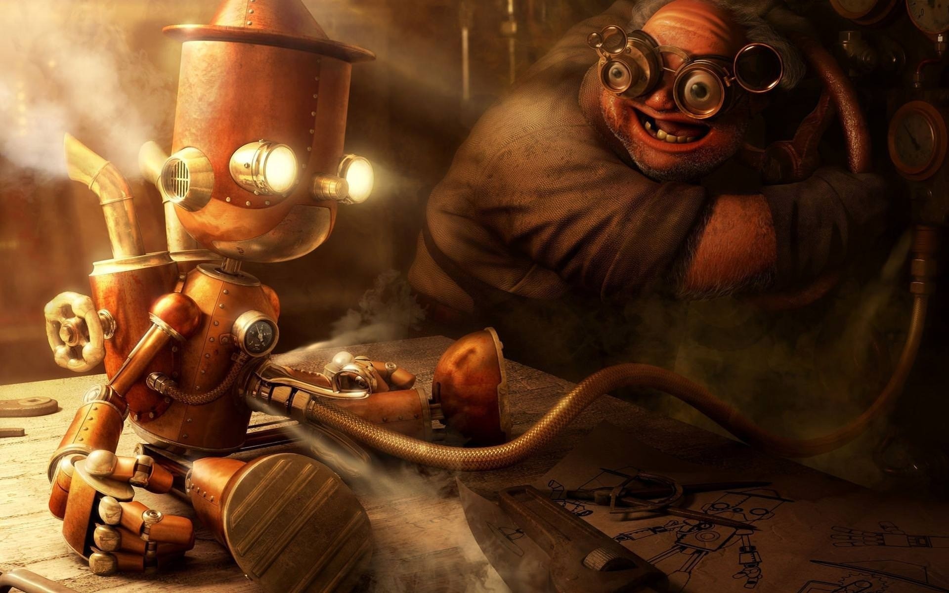 hombre solo arma pistola steampunk