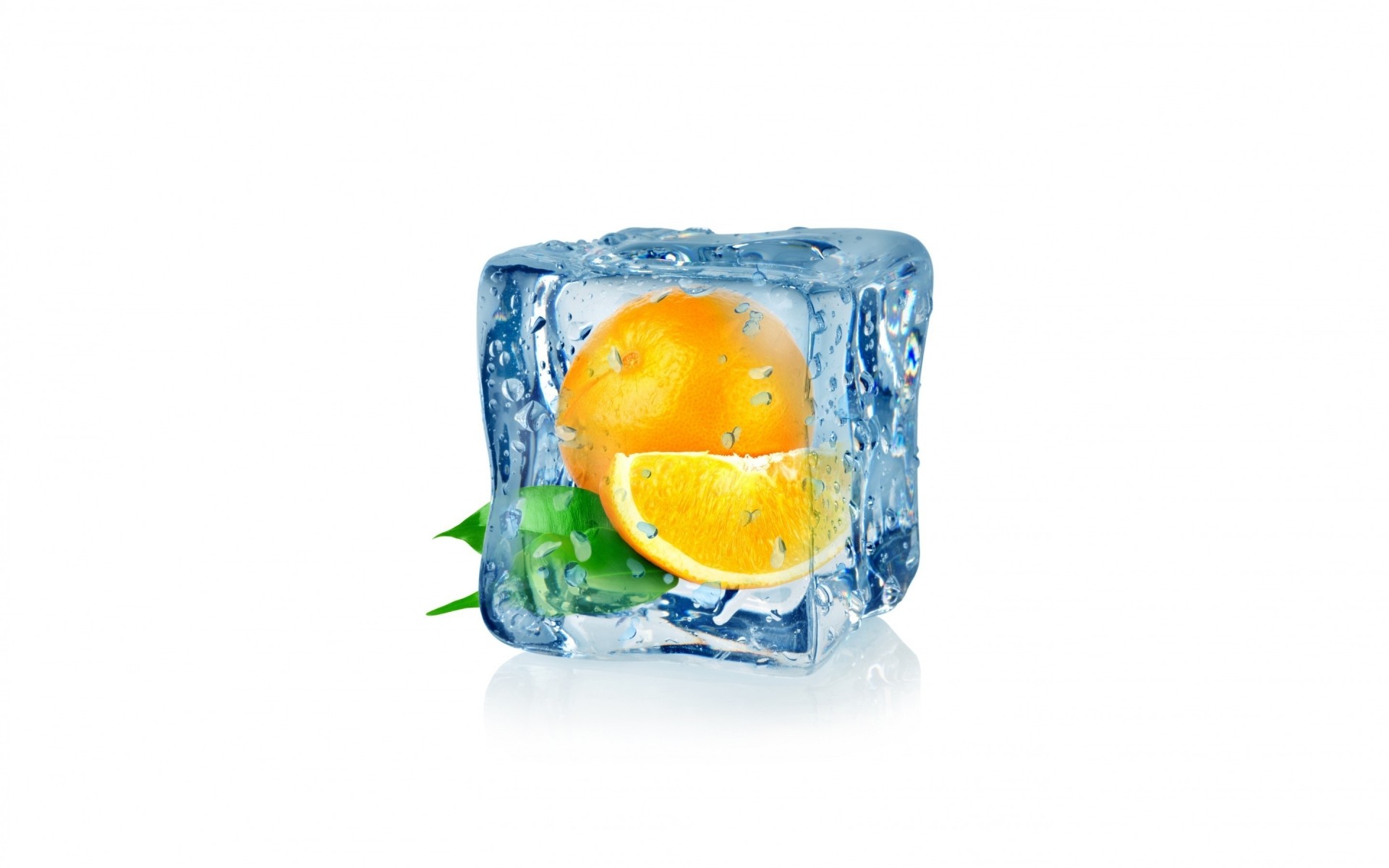 aislado refresco comida vidrio agua hielo mojado fruta naranja cubo de hielo
