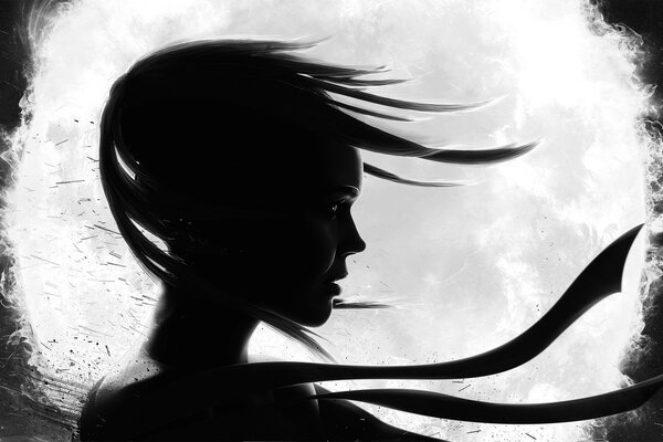 Retrato de una niña en blanco y negro monocromo