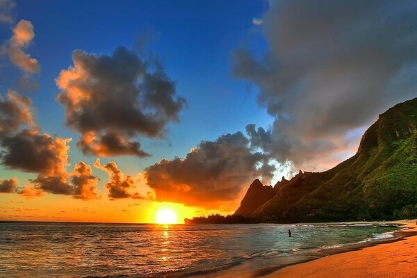 Playa puesta de sol belleza paraíso