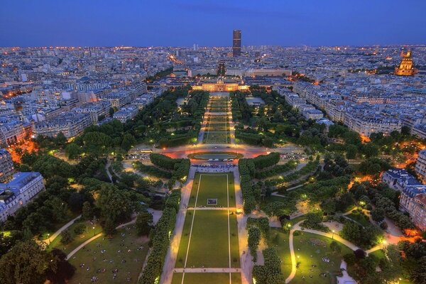 Paris france Francia luces parque panorama crepúsculo París