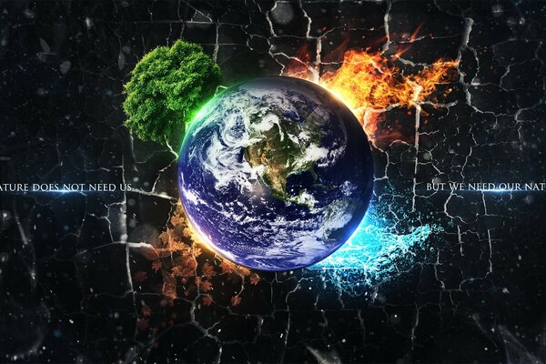El planeta tierra con todos los elementos