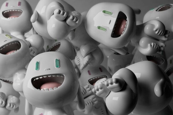 Un montón de bebés alegres riendo