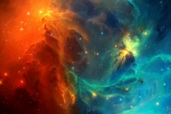 Cielo cósmico con luces brillantes