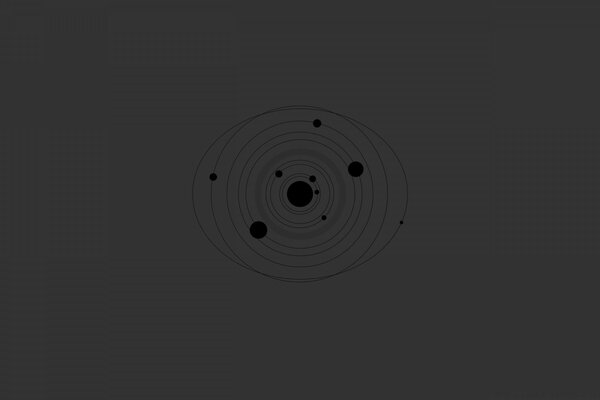 Esquema del sistema solar sobre fondo gris
