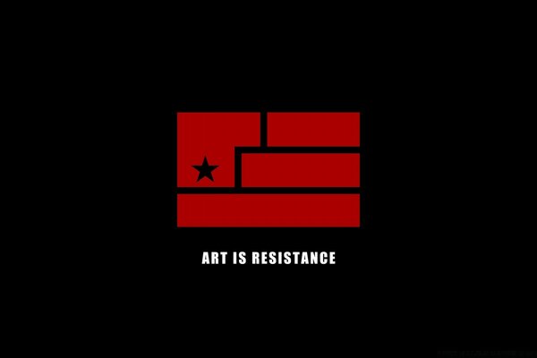 Icono rojo con una estrella en forma de bandera sobre un fondo negro
