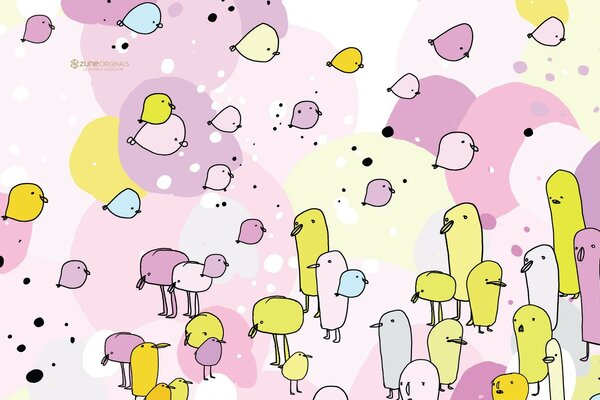 Linda ilustración con varios patos