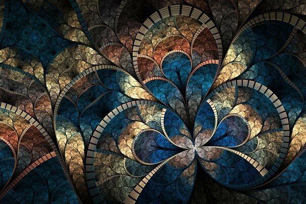 Patrón fractal curvas abstracción brillo mosaico