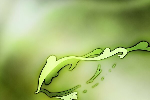 Abstracción de una hoja verde sobre un fondo borroso