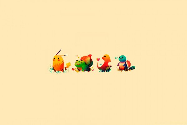 Juguetes multicolores animados van juntos