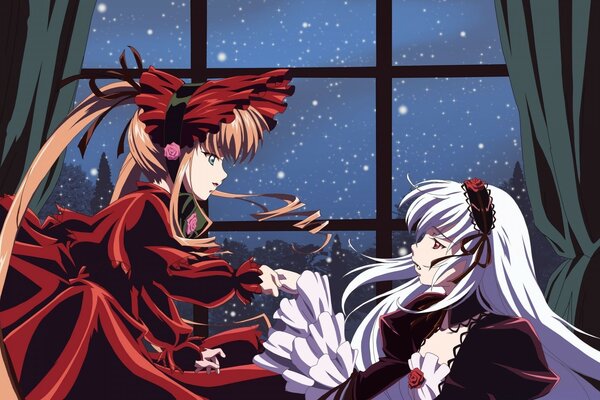 Figura de anime. Dos chicas hablando