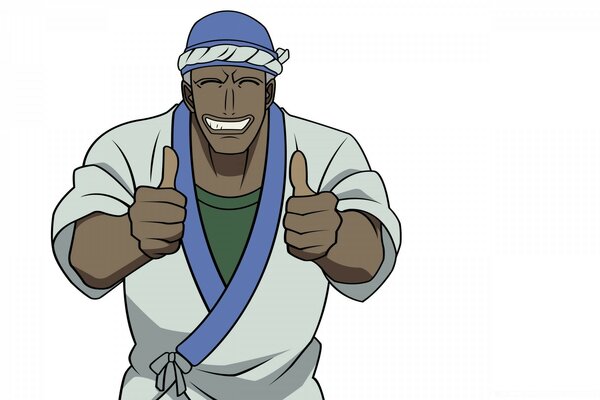 Ilustración anime hombre satisfecho