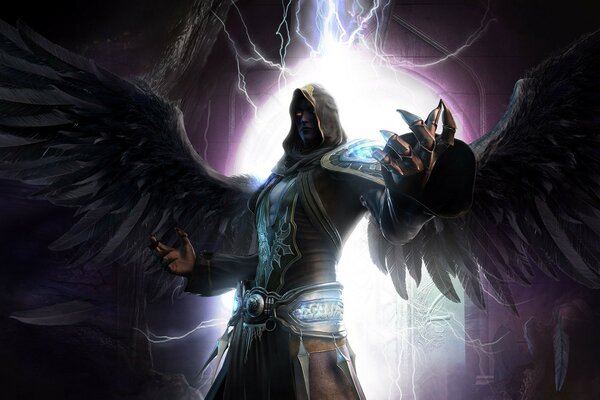Personaje de fantasía iluminado desde atrás