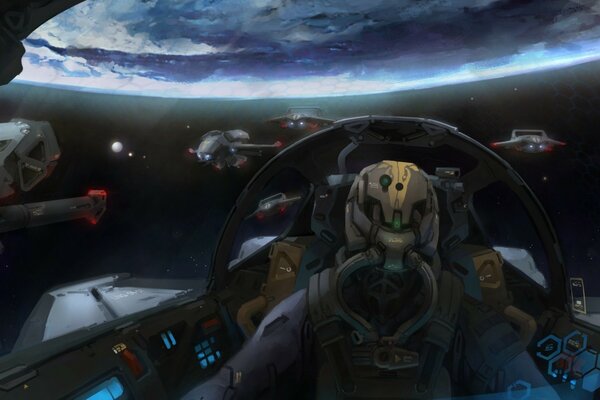 Nave espacial en acción