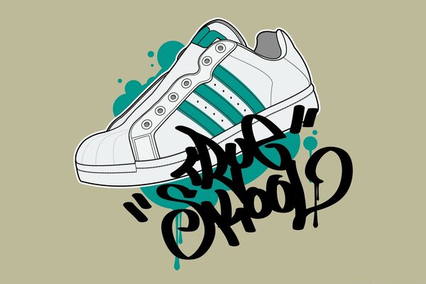 Pintada. Zapatillas blancas con rayas verdes