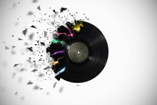 La abstracción de un disco musical roto