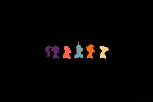 Minimalismo siluetas de personajes de dibujos animados