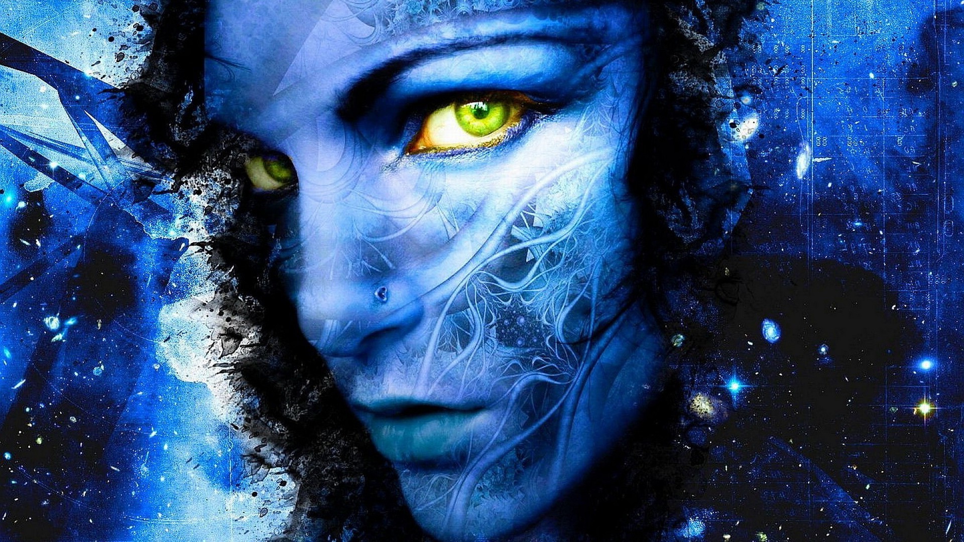 arte abstracto fantasía retrato misterio surrealista pintura cara oscuro color ciencia luz artístico adulto textura mujer