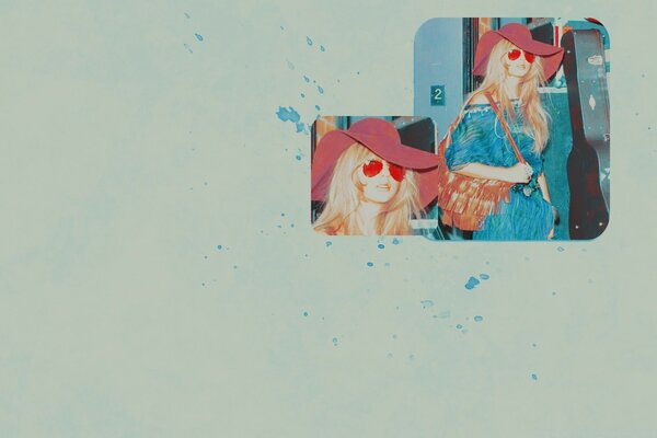 Collage de dos fotos de una mujer con un sombrero de color rosa ceniza