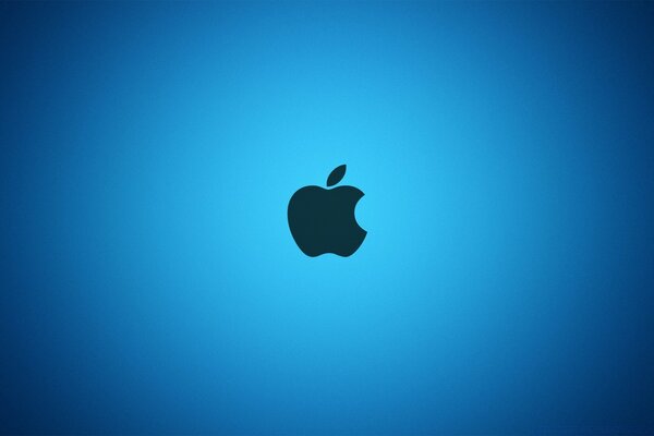 Emblema de apple sobre fondo azul
