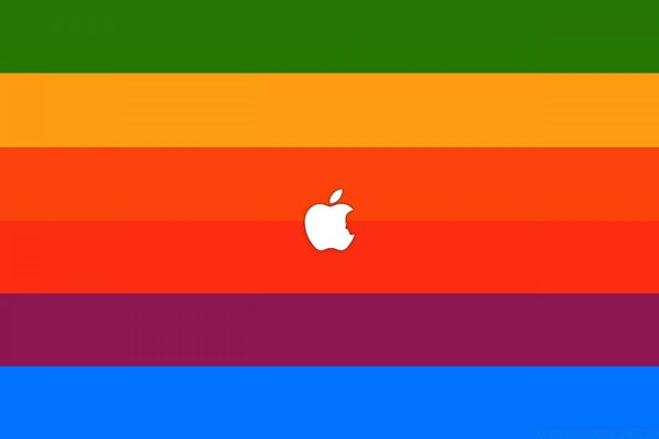 Manzana blanca en líneas multicolores