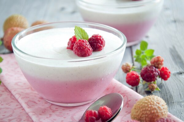 Yogur brillante con deliciosas bayas
