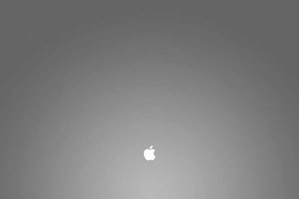 Una manzana muy pequeña de Apple sobre un fondo gris