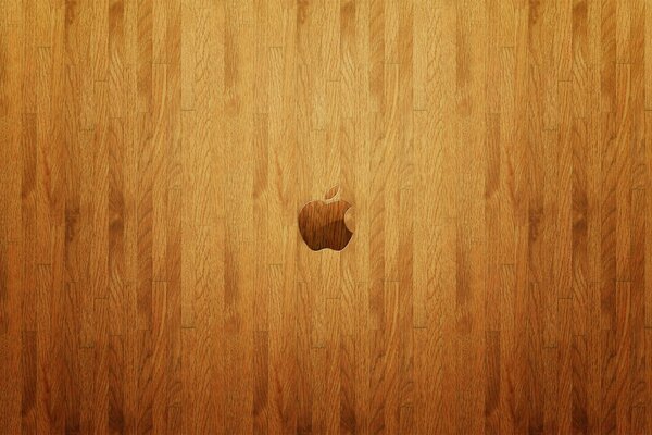 Logotipo de Apple en el piso de madera