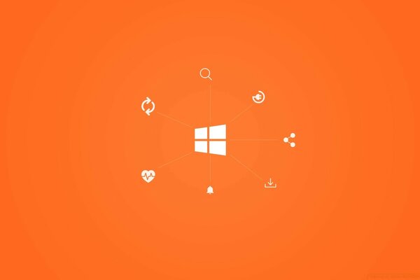 Icono de Windows blanco sobre fondo naranja