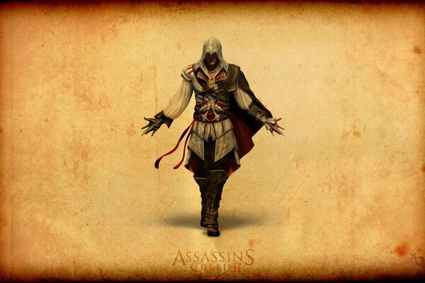 Assassin s creed. Caballero en una hoja de pergamino