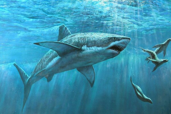 Mundo submarino. Nadar con tiburones