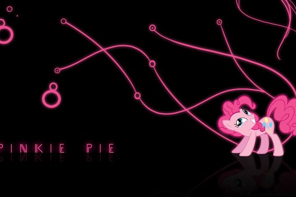 El pequeño Pony Pinky Pai posando sobre un fondo negro