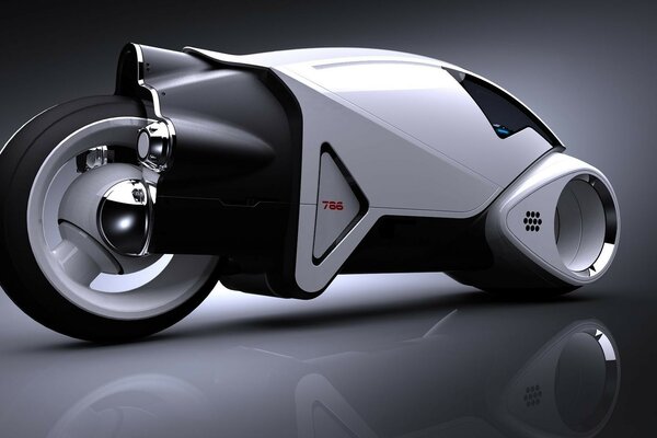 Bicicleta deportiva del futuro color plata