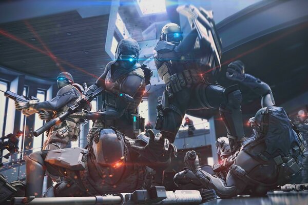 Escena de combate de un juego de guerra