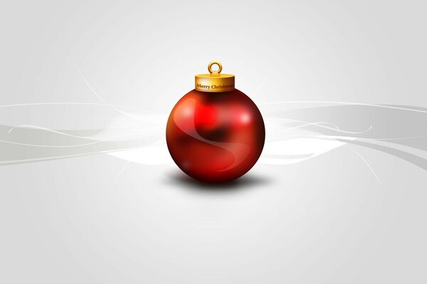 Bola roja de año nuevo sobre fondo gris