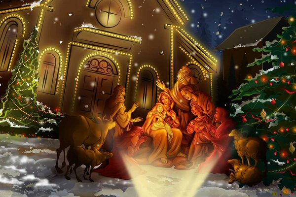Navidad. Noche de Navidad. Abeto