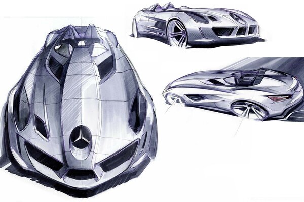 Bosquejos del coche de lujo de Mercedes