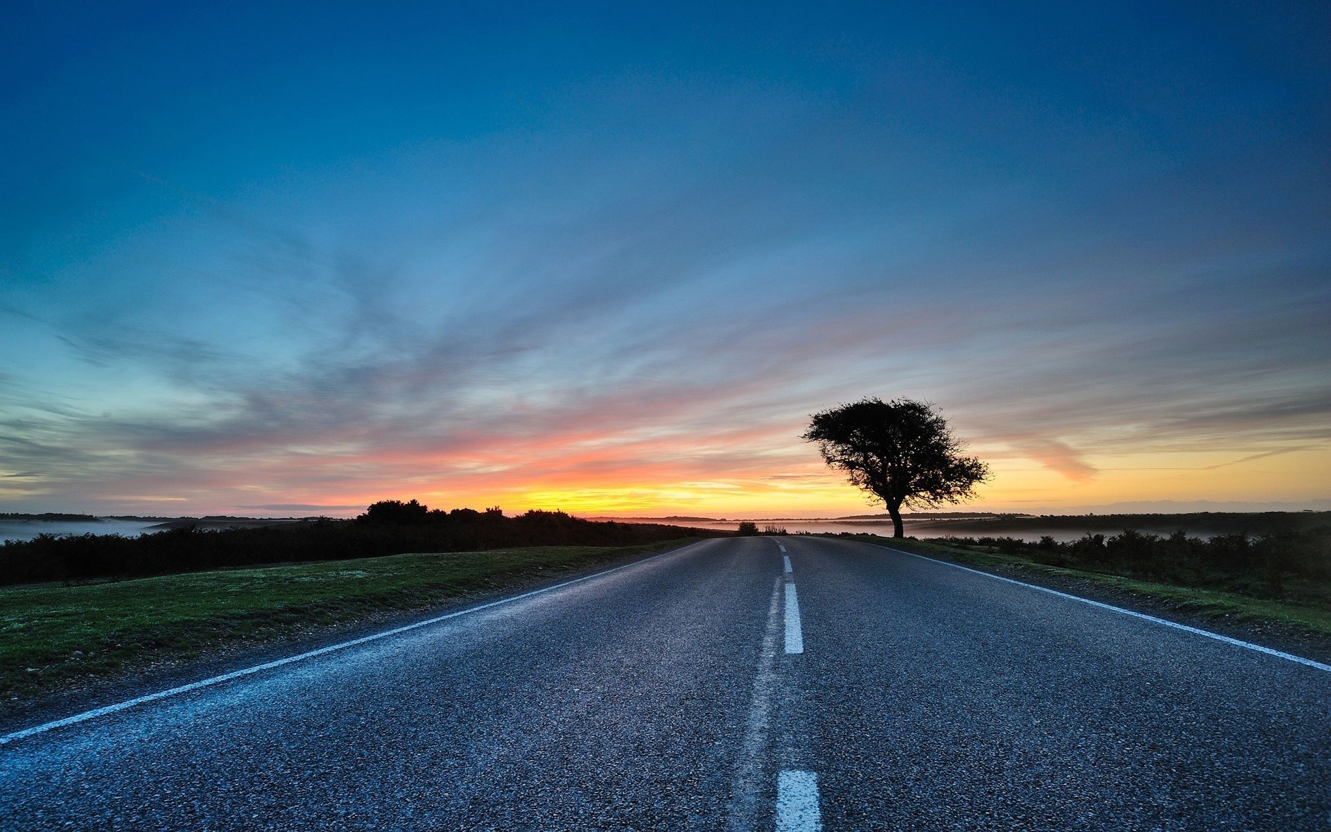 paisaje carretera asfalto carretera paisaje puesta de sol cielo guía viajes naturaleza sol rural amanecer calle campo perspectiva largo cuerda sistema de transporte