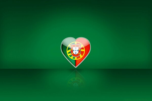 Bandera en forma de corazón sobre fondo verde